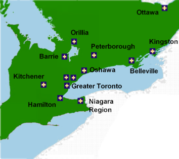 Stretcher Transfer service map of Ontario